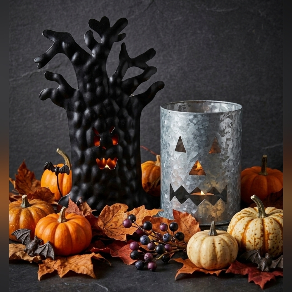 Spooky Halloween Candle Holder Set Of 2 Gothic Fall Home Decor Interior COPY🇺🇦 - Picture 7 of 12